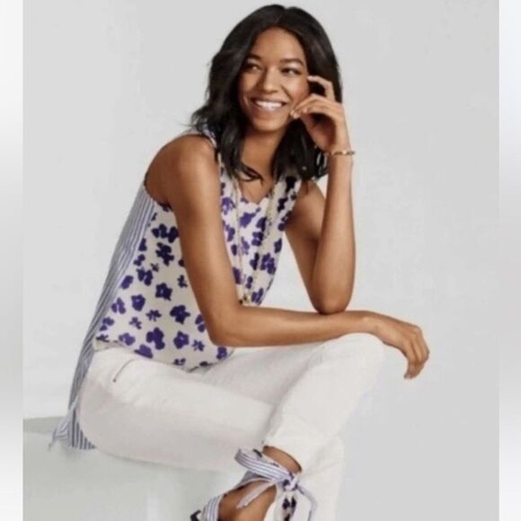 CAbi Bonita Floral Stripes Hi Lo Tunic Tank Top Size Small - Picture 3 of 10